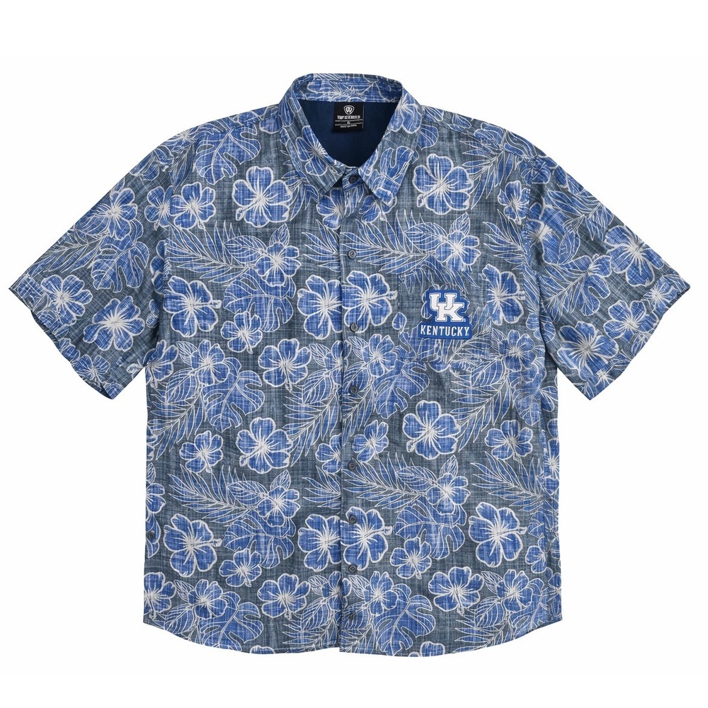 Kentucky Wildcats Hawaiian Shirt Mens XL Blue Floral Top Of The World NCAA‎